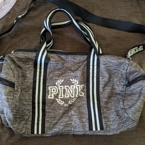 Pink grey/black duffel bag
